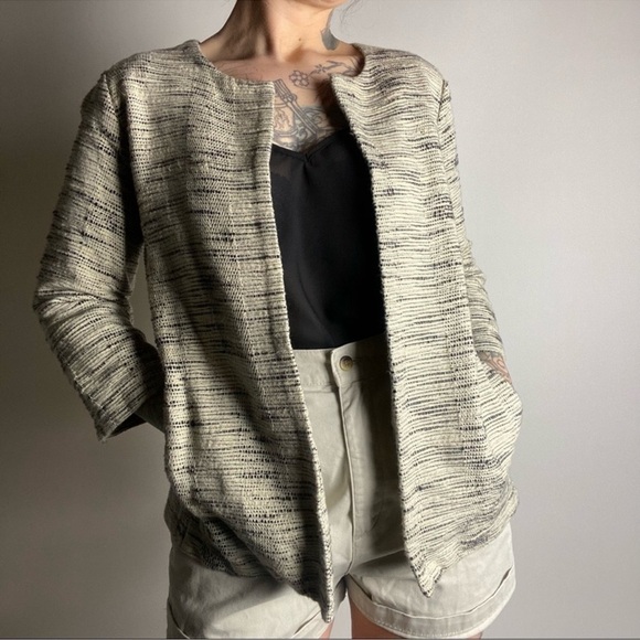 EUC - Eileen Fisher - handloomed organic Furrows open jacket blazer - Small - Picture 2 of 8